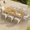 Tevara 9 Pieces Rectangle Wood & Aluminium Outdoor Patio Dining Set for 8 Person