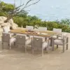 Tevara 9 Pieces Rectangle Wood & Aluminium Outdoor Patio Dining Set for 8 Person