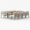 Tevara 9 Pieces Rectangle Wood & Aluminium Outdoor Patio Dining Set for 8 Person