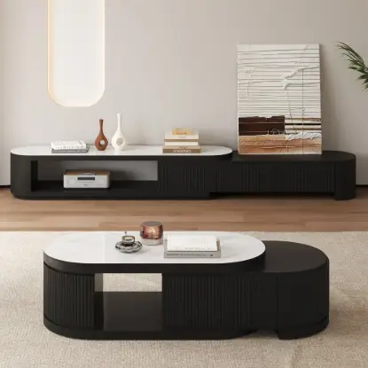 Picture of Velar 1803 mm Extendable TV Stand & Coffee Table Set – Black