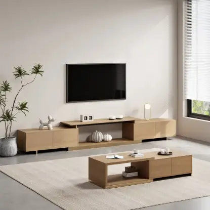 Picture of Mordel Natural Extendable TV Stand & Coffee Table Set