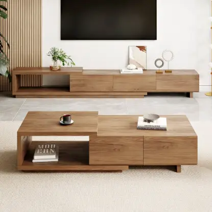 Picture of Quoint Extendable TV Stand & Coffee Table Set – Walnut