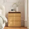 Meloa 600mm Wooden 3-Drawer Smart Nightstand With LED Lighting & Charging Station Set of