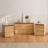 Meloa 600mm Wooden 3-Drawer Smart Nightstand With LED Lighting & Charging Station Set of