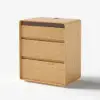 Meloa 600mm Wooden 3-Drawer Smart Nightstand With LED Lighting & Charging Station Set of