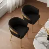 Modern Black PU Leather Upholstered Dining Chair with Metal Legs, 4 Pieces