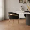 Modern Black PU Leather Upholstered Dining Chair with Metal Legs, 2 Pieces
