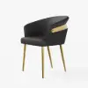 Modern Black PU Leather Upholstered Dining Chair with Metal Legs, 2 Pieces