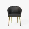 Modern Black PU Leather Upholstered Dining Chair with Metal Legs, 2 Pieces