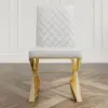 Dochic Modern White Leather Dining Room Chair Upholstered Gold Legs (Set of 4)