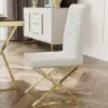 Dochic Modern White Leather Dining Room Chair Upholstered Gold Legs (Set of 6)