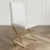Dochic Modern White Leather Dining Room Chair Upholstered Gold Legs (Set of 6)