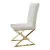 Dochic Modern White Leather Dining Room Chair Upholstered Gold Legs (Set of 6)