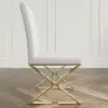 Dochic Modern White Leather Dining Room Chair Upholstered Gold Legs (Set of 8)