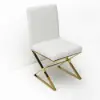Dochic Modern White Leather Dining Room Chair Upholstered Gold Legs (Set of 8)