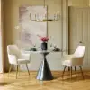Modern Dining Chair Beige Velvet Upholstered Dining Chairs With Arms 4 Pieces