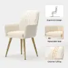 Modern Dining Chair Beige Velvet Upholstered Dining Chairs With Arms 4 Pieces