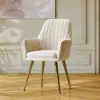 Modern Dining Chair Beige Velvet Upholstered Dining Chairs With Arms 6 Pieces