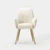 Modern Dining Chair Beige Velvet Upholstered Dining Chairs With Arms 8 Pieces