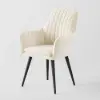 Modern Beige Velvet Dining Chair with Cushioned Seat, 4 Pieces