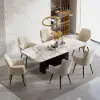 Picture of Modern Beige Velvet Dining Chair with Cushioned Seat, 6 Pieces