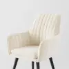 Picture of Modern Beige Velvet Dining Chair with Cushioned Seat, 6 Pieces