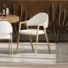Modern Warm White Boucle Dining Chair with Upholstered, 4 Pieces