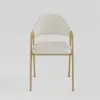 Modern Warm White Boucle Dining Chair with Upholstered, 4 Pieces