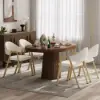Modern Warm White Boucle Dining Chair with Upholstered, 6 Pieces