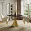 1000mm Sintered Stone Round Dining Table Set with Brushed Gold Base Seats 2 People – AUD-H2356