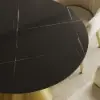 1000mm Sintered Stone Round Dining Table Set with Brushed Gold Base Seats 2 People – AUD-H2356