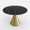 1000mm Sintered Stone Round Dining Table Set with Brushed Gold Base Seats 2 People – AUD-H2356