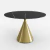 1000mm Sintered Stone Round Dining Table Set with Brushed Gold Base Seats 2 People – AUD-H2356