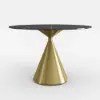 1000mm Sintered Stone Round Dining Table Set with Brushed Gold Base Seats 2 People – AUD-H2356