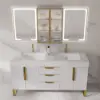 Picture of 1500mm Double Sink Freestanding Vanity Set with LED Medicine Cabinet with Storage
