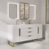 Picture of 1500mm Double Sink Freestanding Vanity Set with LED Medicine Cabinet with Storage