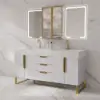 Picture of 1500mm Double Sink Freestanding Vanity Set with LED Medicine Cabinet with Storage