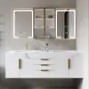 1500mm Double Sink Floating Vanity Set with LED Medicine Cabinet with Storage