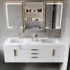1500mm Double Sink Floating Vanity Set with LED Medicine Cabinet with Storage