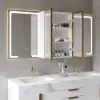 1500mm Double Sink Floating Vanity Set with LED Medicine Cabinet with Storage