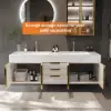 1500mm Double Sink Floating Vanity Set with LED Medicine Cabinet with Storage