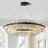 Fixedo Modern Tiered Crystal LED Chandelier in Black Light