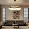 Fixedo Modern Tiered Crystal LED Chandelier in Black Light