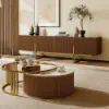 Grovyn 2200mm Sintered Stone Top Walnut TV Stand & Nesting Coffee Table Set