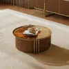 Grovyn 2000 mm Sintered Stone Top Walnut TV Stand & Nesting Coffee Table Set