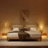 Natural Queen Size Wood Platform Bed with Headboard and Floating Smart Nightstands