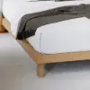 Natural Queen Size Wood Platform Bed with Headboard and Floating Smart Nightstands