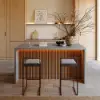 Modern 180 cm Concrete Grey Kitchen Island with Storage & LED Light, Waterfall Edge