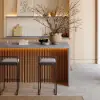 Modern 180 cm Concrete Grey Kitchen Island with Storage & LED Light, Waterfall Edge
