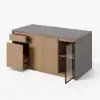 Modern 180 cm Concrete Grey Kitchen Island with Storage & LED Light, Waterfall Edge